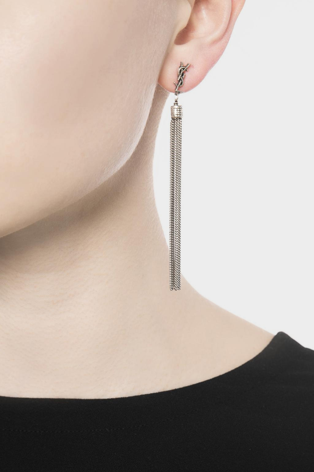 Saint Laurent Loulou Earrings In Silver | ModeSens